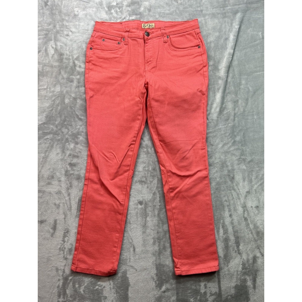 Earl Jeans Womens Sz 8 Designer Jeans Red Slim Straight Mid Rise Stretch Ladies